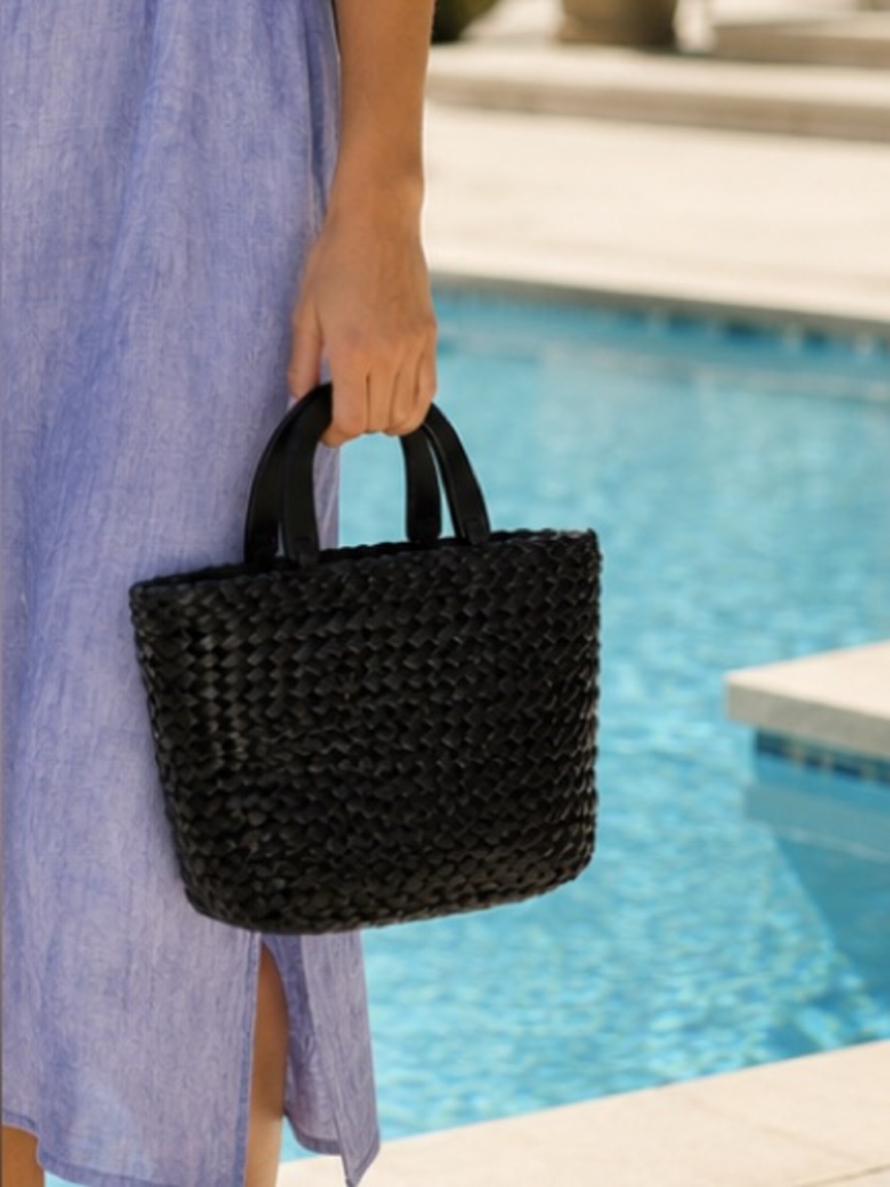 Fossil leather woven black purse